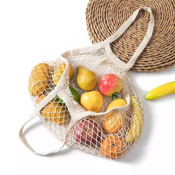 Bag mesh fish net shopping grocery fruit reusable cream Multiuse market - Picture 13 of 13